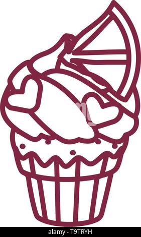 Vector carino cupcake dolci libro da colorare pagina Illustrazione Vettoriale