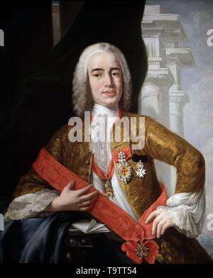 ENSENADA , MARQUES DE LA ZENON SOMODEVILLA POLITICO ESPAÑOL . 1702 - 1781 OLEO DE JOSE MARIA GALVÀN PALACIO DEL SENADO . MADRID. Autore: JACOBO AMIGONI (1682-1752). Foto Stock