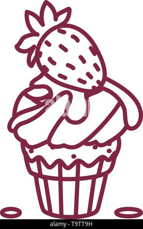 Vector carino cupcake dolci libro da colorare pagina Illustrazione Vettoriale