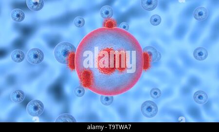 3D illustrazione del processo di cellule infettanti di microrganismi patogeni. Foto Stock