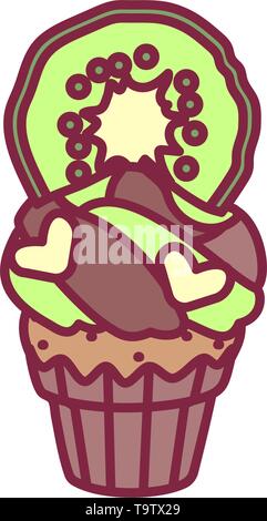 Vector carino cupcake dolci, piatto clip art Illustrazione Vettoriale