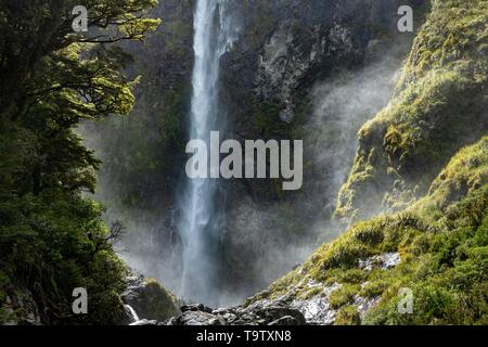 Devil's conca cascata, Arthur's Pass National Park, Canterburry Regione, Isola del Sud, Nuova Zelanda Foto Stock