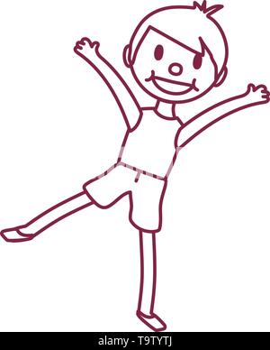 Vector Cartoon carino kid, bambino clip art libro da colorare pagina Illustrazione Vettoriale