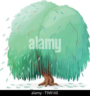 Vettore piante cartoon clipart. Salice piangente albero Illustrazione Vettoriale