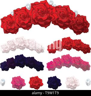 Vettore piante cartoon natura clip art. rose corona di fiori Illustrazione Vettoriale