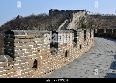 Mu Tian Yu, Mutianyu, Mùtiányù, la Grande Muraglia, Wànlǐ Chángchéng, Beijing, Pechino, Cina, Asia, Patrimonio Mondiale dell UNESCO Foto Stock