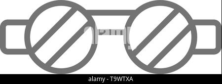 Saldatore occhiali protettivi e una protezione per gli occhi icona linea. Illustrazione Vettoriale
