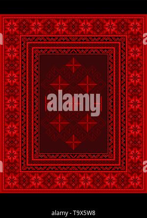 Vintage lussuosi tappeti orientali con modello etnico in sfumature rosse Illustrazione Vettoriale