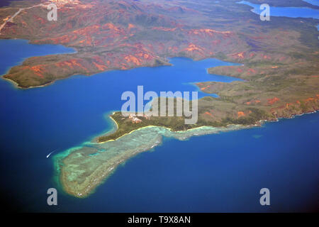 Vista aerea del cappuccio N'Dua Riserva Naturale a Prony Bay, Nuova Caledonia, Sud Pacifico Foto Stock