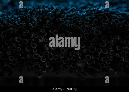 Accuratamente impilati tetto reed. Foto Stock