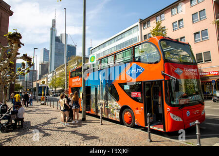 Il Ršmer, Municipio di Frankfurt am Main, punto di riferimento della città, frontone a gradini faade Foto Stock