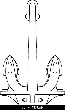 Vector bianco nero contorno icona mare ancoraggio vintage Illustrazione Vettoriale