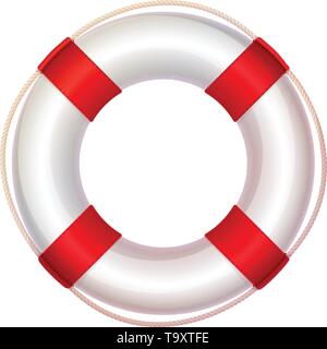 Vettore, ciambella salvagente, bagnino, mare ancora di salvezza Illustrazione Vettoriale