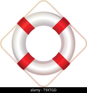 Vettore, ciambella salvagente, bagnino, mare ancora di salvezza Illustrazione Vettoriale