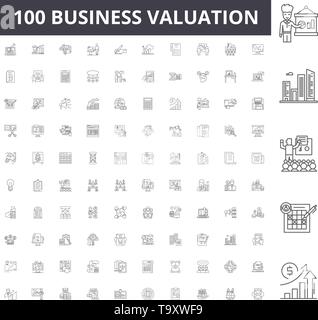 Valutazione di business line icone, segni, set di vettore, illustrazione di contorno concept Illustrazione Vettoriale