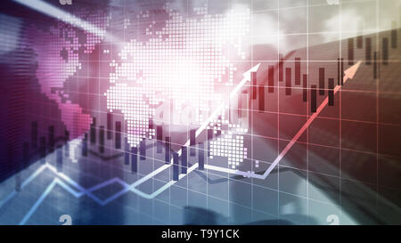 Finanziarie del mercato azionario Grafici Grafico a candela ROI ritorno sull'investimento Concetto di business. Foto Stock