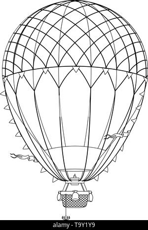 Aerostato vettore palloncino calda vintage oggetto dell'aria Illustrazione Vettoriale