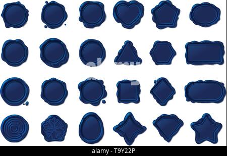 Vettore isolato vintage sigillo di cera set di timbri Illustrazione Vettoriale