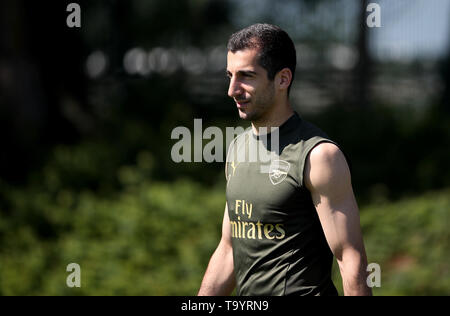 Dell'Arsenal Mkhitaryan Henrikh durante la sessione di formazione a Londra prendere per Colney, Hertfordshire. Foto Stock