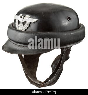 Un casco per ciclisti del motore della protezione della polizia Lubstein maker, Berlino " Erel Sonderklasse' storica, storica del xx secolo, Additional-Rights-Clearance-Info-Not-Available Foto Stock