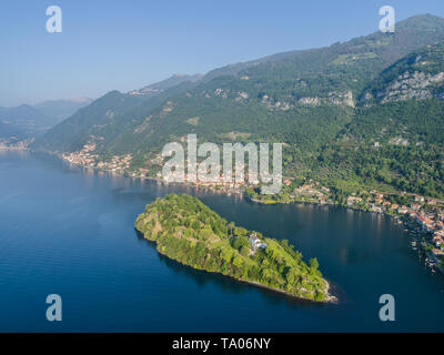 L'isola Comacina, il lago di Como. L'Italia. Foto aerea Foto Stock