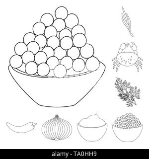 Il caviale,onion,crab,l'aneto pepe,ketchup,Black,verdura,frutti di mare,verde,rosso,l,la salsa di salmone, menu, crostacei,aromaterapia,hot,sapore,uova,vitamina,botanica,mangiare,ricetta culinaria,,freschi,animale,rametto,piccante,seasonin,l'ingrediente,spezie,aroma,gusto,prodotto organico,,cottura,cibo,sapori,impostare,vettore,icona,immagine,isolato,raccolta,design,l'elemento,graphic,segno,contorno,linea vettori vettore , Illustrazione Vettoriale