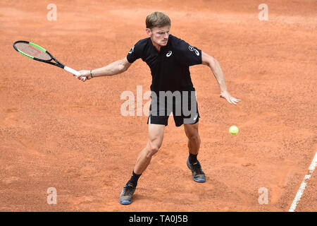 David Goffin del Belgio in azione durante il match contro Stan Wawrinka della Svizzera. Roma 14-05-2018 Foro Italico Internazionali BNL d'Italia Foto Stock