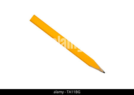 Giallo falegname matita piana, isolato su bianco Foto Stock
