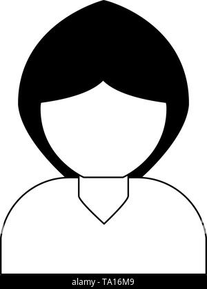 Profilo di donna cartoon isolato in bianco e nero Illustrazione Vettoriale