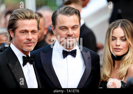 Cannes. 21 Maggio, 2019. Brad Pitt, Leonardo DiCaprio e Margot Robbie arriva alla premiere di ' UNA VOLTA. A HOLYWOOD ' durante il 2019 Festival di pellicola di Cannes il 21 maggio 2019 presso il Palais des Festivals in Cannes, Francia. ( Credito: Lyvans Boolaky/spazio di immagine/Media Punch)/Alamy Live News Foto Stock