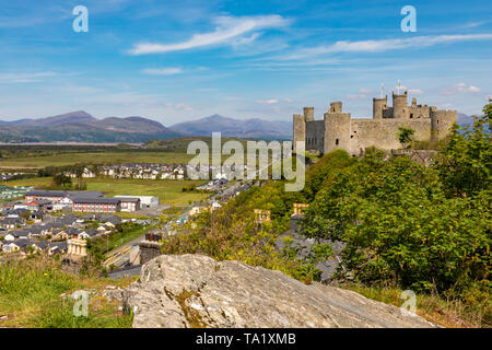 Harlech Gwynedd in Galles Il 13 maggio 2019 l'imponente castello del XIII secolo di Harlech Foto Stock