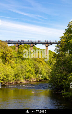 Llangollen Galles Dengighshire Maggio 14, 2019 l'Aquaduct Pontcysyllte come esso porta il Llangollen Canal oltre il fiume Dee Foto Stock