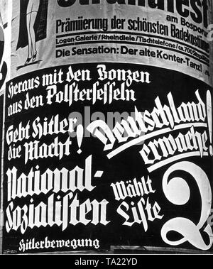 Poster del partito nazista per il Reichstag elezioni il 14 settembre 1930. Foto Stock