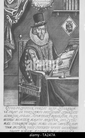 Sir Francis Bacon, Barone di Verulam (dal 1618), un inglese un filosofo e statista, all'età di 66 . Bacon è nato a Londra il 01.22.1561; deceduto il 04.09.1626. Egli era un avvocato e tra gli altri Lord Cancelliere (dal 1618), la sua carriera pubblica si è conclusa in disgrazia nel 1621 a causa di un caso di corruzione. Bacon ha scritto importanti contributi per il nuovo concetto di conoscenza del Rinascimento: invece di magia e di coincidenza in natura la ricerca di Bacon chiede un rigoroso approccio scientifico, invece di ragionamento deduttivo ragionamento induttivo, basato sull' esperienza, disposti a conoscere la semplice verità Foto Stock