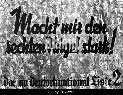 Cartellone elettorale della nazionale tedesca del partito Popolare per il Reichstag elezioni il 14 settembre, 1930. Foto Stock