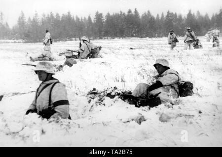 I soldati tedeschi durante una pausa nei combattimenti nelle vaste steppe della parte settentrionale del fronte orientale. Foto di Propaganda Company (PK): SS corrispondente di guerra ciuffi. Foto Stock