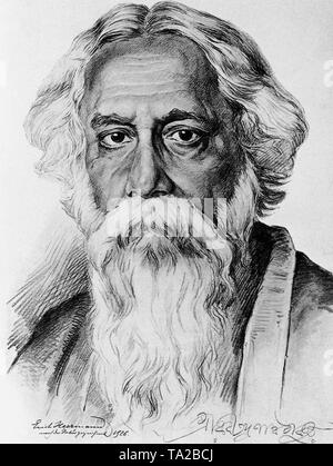 Rabindranath Tagore (1861-1941), scrittrice indiana. Foto Stock