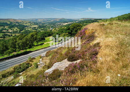 UK,Derbyshire,Peak District,vista sorpresa e macina bordo durante l'estate Foto Stock