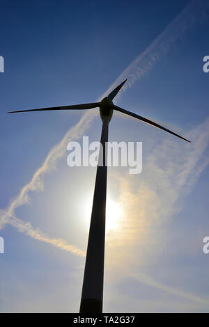 Turbina eolica in un campo vicino a Magdeburgo Foto Stock