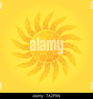 Mosaico sun su sfondo giallo. Illustrazione Vettoriale Illustrazione Vettoriale