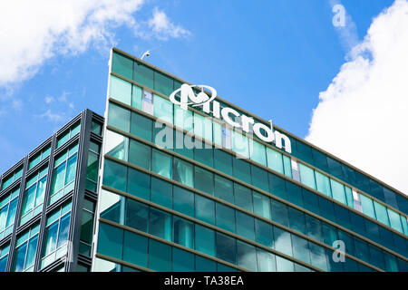 San Jose, CA, Stati Uniti d'America - 26 Marzo 2019: Micron Technology Inc. (NASDAQ: um). Uno dei leader americani nei dispositivi a semiconduttore: DRAM e NAND Foto Stock