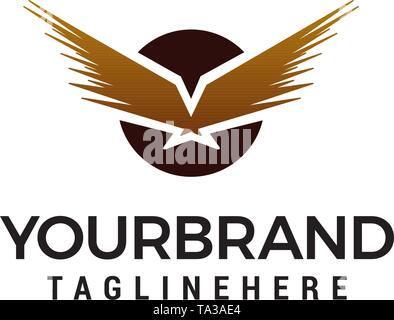 Eagle ala in cerchio logo design concept vettore modello Illustrazione Vettoriale