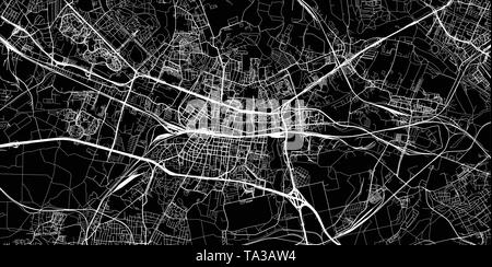 Vettore urbano mappa della città di Katowice in Polonia Illustrazione Vettoriale