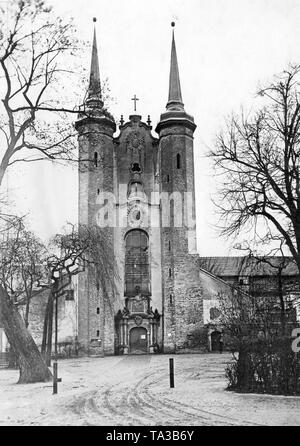 La foto mostra la Cattedrale di Oliwa in Gdansk. È dedicata alla Santissima Trinità, la Beata Vergine Maria e di San Bernardo. La basilica a tre navate è stata costruita alla fine del XII secolo dai monaci cistercensi e faceva parte di un monastero. Nel 1925, con la creazione di una diocesi da Papa Paolo VI, la chiesa è stata innalzata alla dignità di cattedrale. Foto Stock