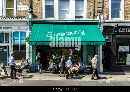 Greenberry Café, Regent's Park Rd, Primrose Hill, London, NW1 8UR, Inghilterra, Regno Unito. Foto Stock