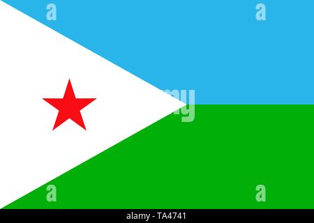 La bandiera nazionale di Gibuti. Drapeau de Gibuti. Abitante del Gibuti natinal simbolo. Illustrazione Vettoriale Illustrazione Vettoriale