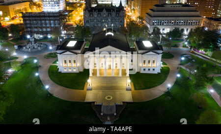 Vista Aerrial notte tempo presso la capitale terreni edificabili in Richmond Virginia Foto Stock