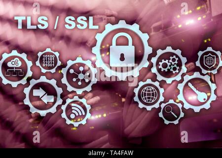 Transport Layer Security. Secure Socket Layer. TLS SSL. ryptographic protocolli garantiscono comunicazioni protette. Foto Stock