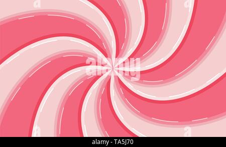 Farfalla di turbolenza del vettore candy background. dolce lecca-lecca o crema di illustrazione a spirale. configurazione astratta con strisce rosa. di zucchero o di fragola sfondo candy Illustrazione Vettoriale
