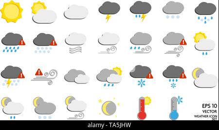 Grande piatto meteo simbolo o icona impostare illustrazione vettoriale Illustrazione Vettoriale